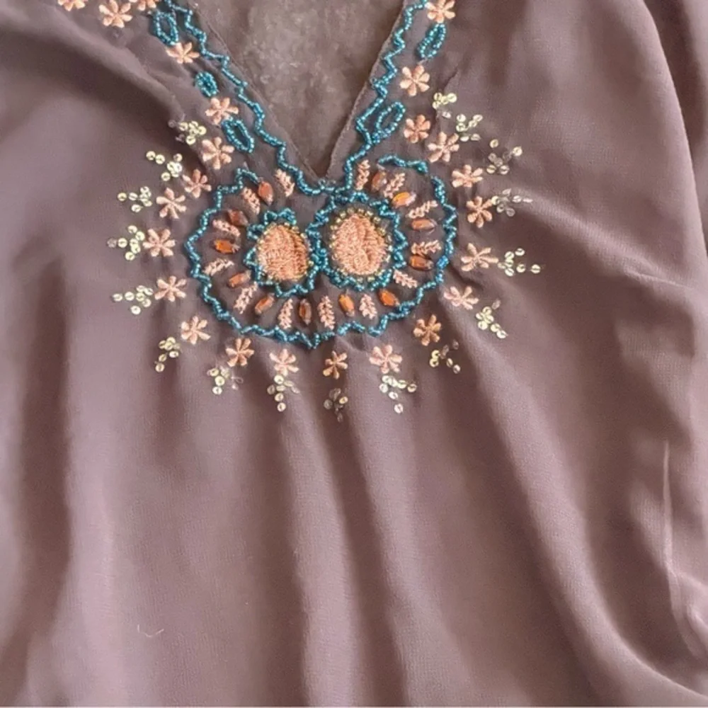 Cotton Express Y2K Sheer Embroidered Tunic Boho Fairycore Cottage Witch Top Sz M - Picture 11 of 13